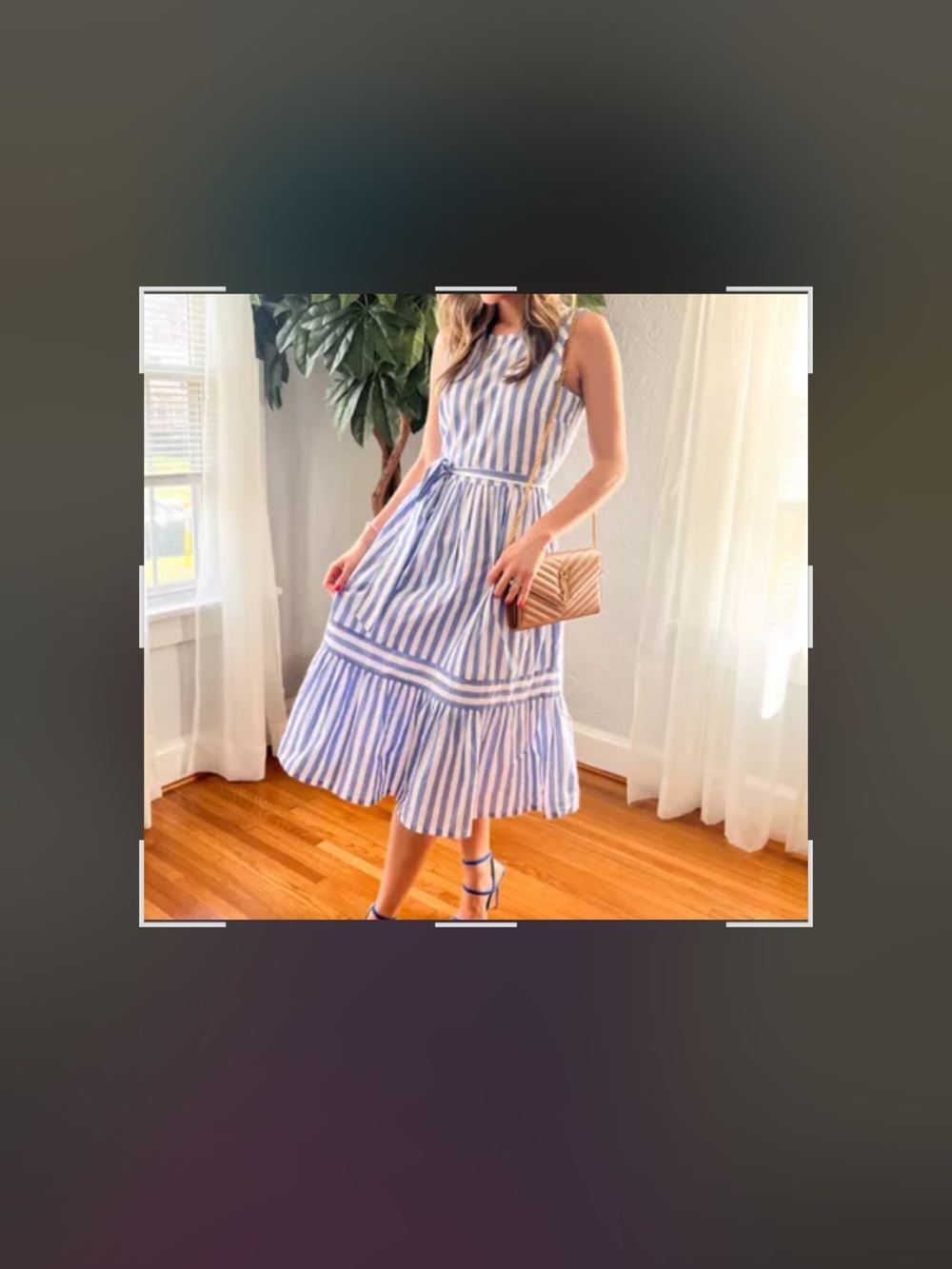 J. Crew Blue and White Striped Sleeveless Midi Dress - Picture 7 of 7
